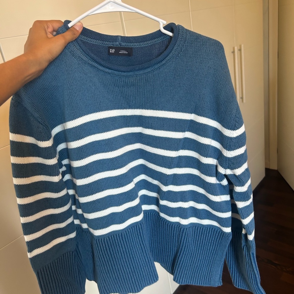 GAP Blue and White Crew Neck Sweaters
